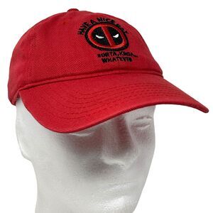 Deadpool Have A Nice Day Sorta Kinda Dad Hat Baseball Marvel Strapback Red